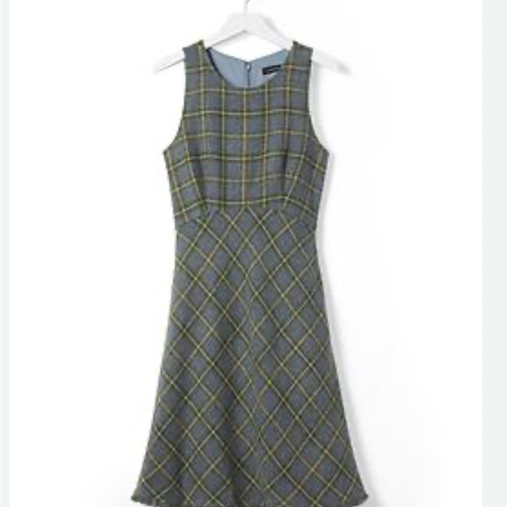 Banana Republic Gray Wool Plaid Dress